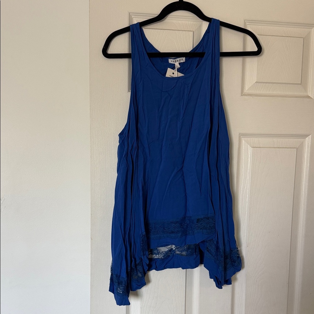 ADORA Royal Blue Lace-Hem Sleeveless Tunic